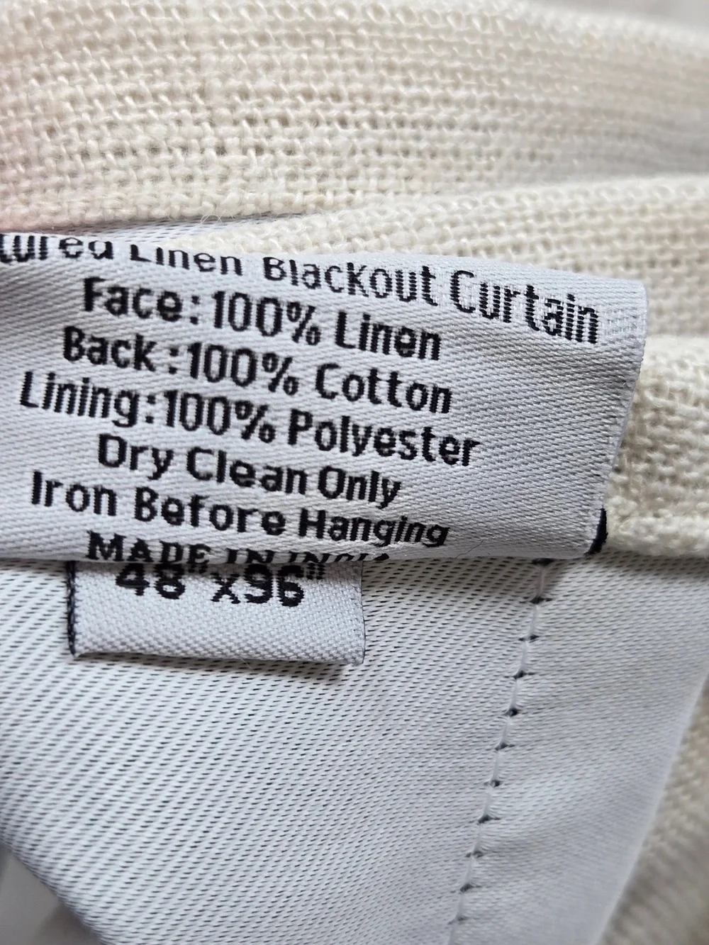 QUINCE Set Of 2 48x96 Heavyweight European Linen Blackout Curtains Sand 0139